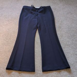 Banana Republic ×Olivia Palermo Pants Navy Lace Up Flared Slacks Black Stripe